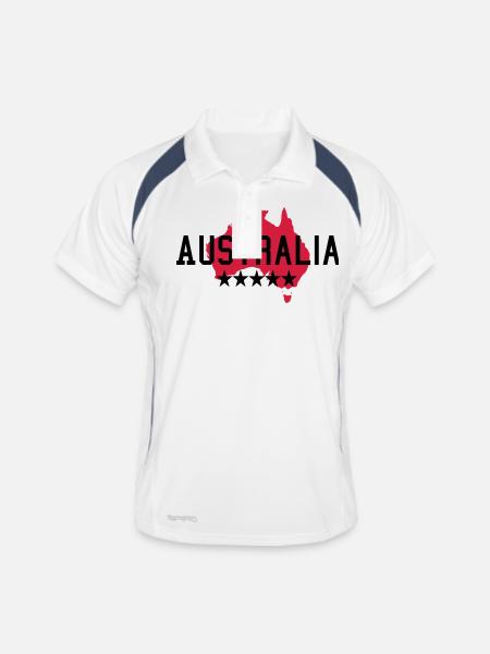 Australien - Männer Polo atmungsaktiv - Weiß/Navy - Vorne
