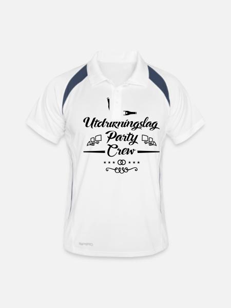 utdrikningslag party crew beer - Männer Polo atmungsaktiv - Weiß/Navy - Vorne