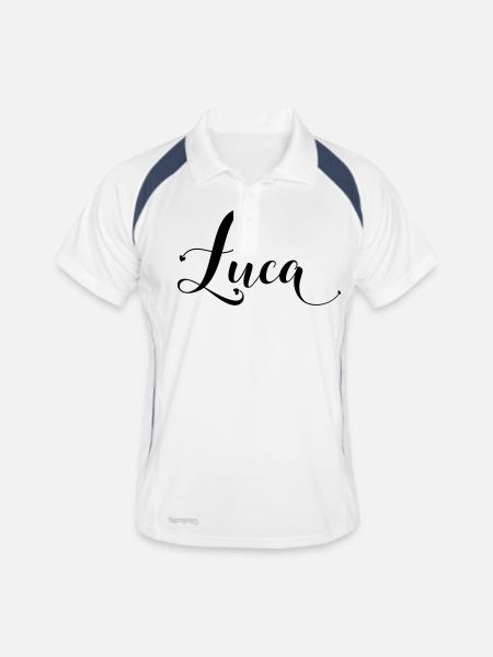 luca - Männer Polo atmungsaktiv - Weiß/Navy