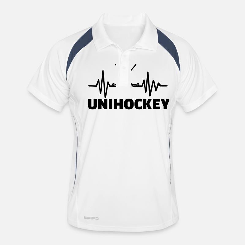 Unihockey - Männer Polo atmungsaktiv - Weiß/Navy