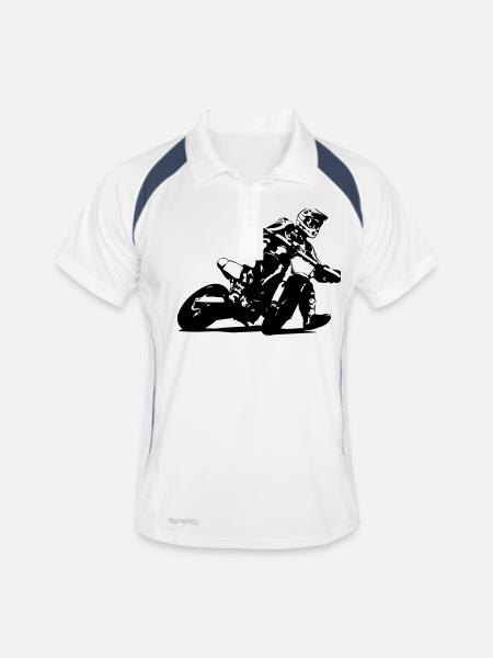 Supermoto - Supermotard - Men's Polo breathable - white/navy - Front