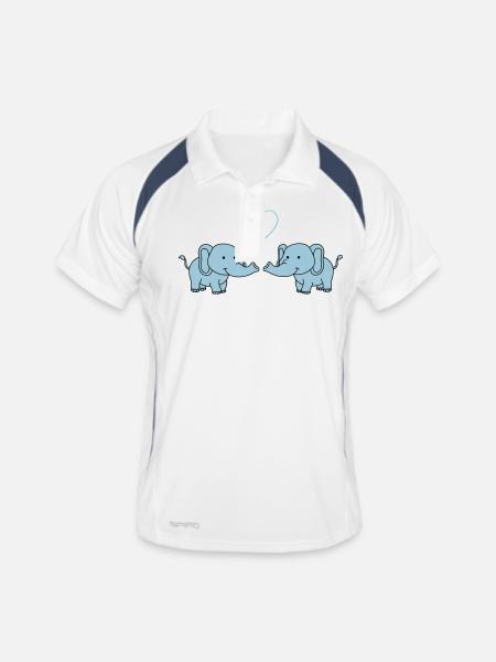 elefanten verliebt - Männer Polo atmungsaktiv - Weiß/Navy - Vorne