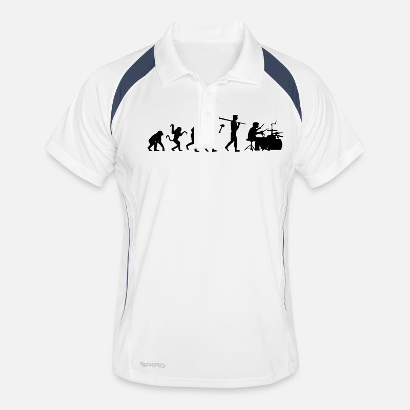 MUSIK EVOLUTION! - Männer Polo atmungsaktiv - Weiß/Navy