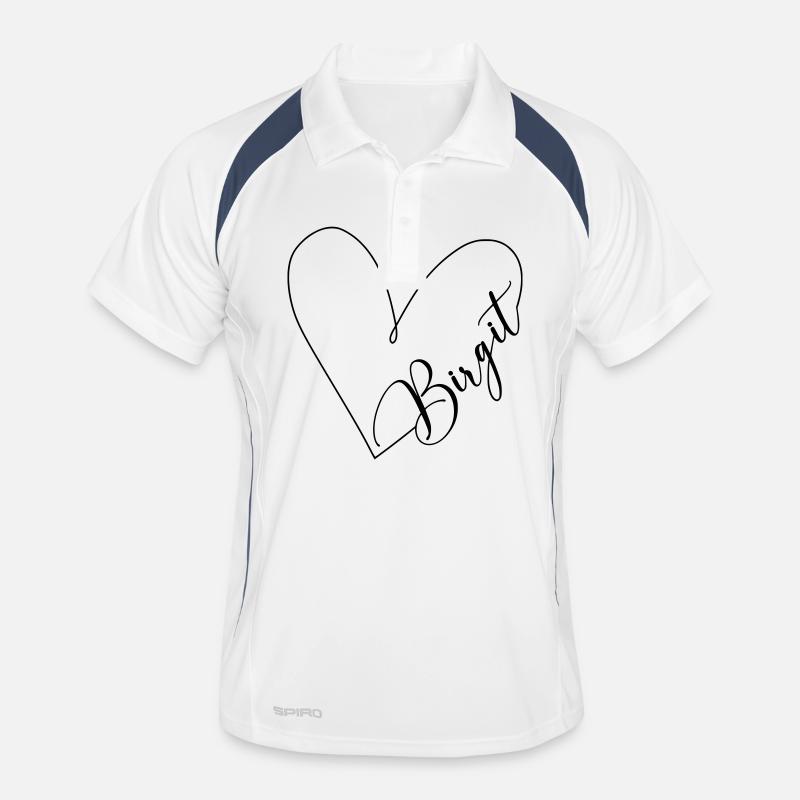 Birgit Name Herzlinie - Männer Polo atmungsaktiv - Weiß/Navy