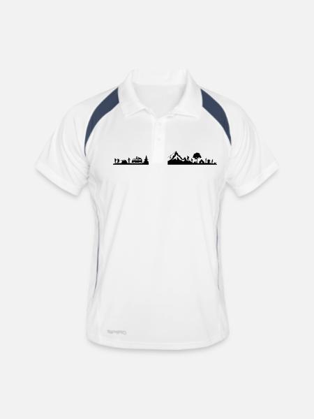 Landschaft - Berge Sport Alpen - Männer Polo atmungsaktiv - Weiß/Navy - Vorne