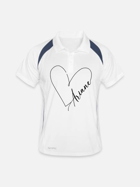 Ariane Nom Ligne de Coeur - Polo respirant Homme - blanc/marine - Devant