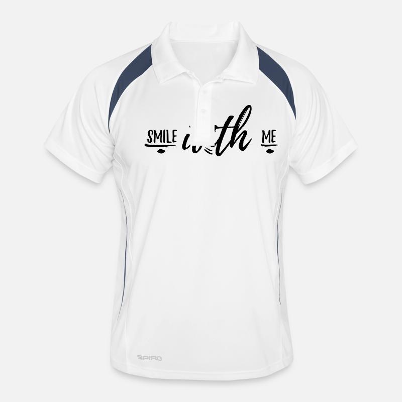 smile with me - Männer Polo atmungsaktiv - Weiß/Navy