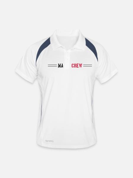 Malle Crew Mallorca - Männer Polo atmungsaktiv - Weiß/Navy - Vorne