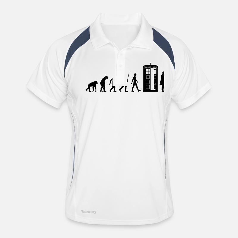 Evolution Tardis - Männer Polo atmungsaktiv - Weiß/Navy