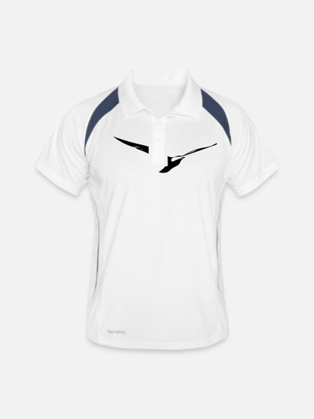Vintage Möwe im Flug - Männer Polo atmungsaktiv - Weiß/Navy - Vorne