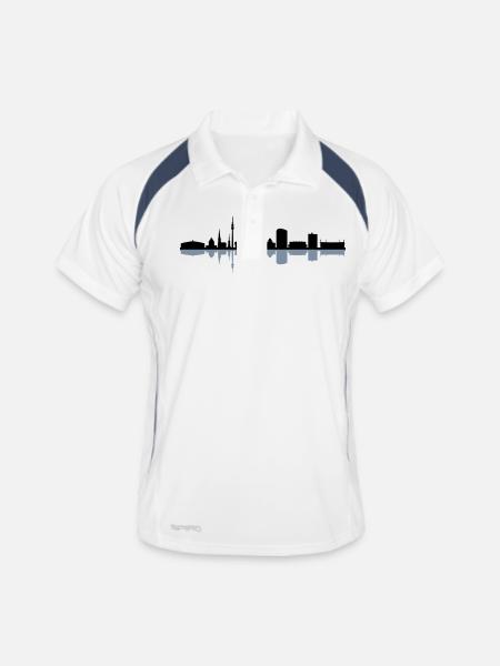 Skyline - Dortmund - Männer Polo atmungsaktiv - Weiß/Navy - Vorne