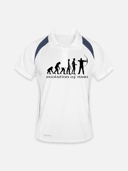 evolution_bogenschiessen_b - Männer Polo atmungsaktiv - Weiß/Navy - Vorne