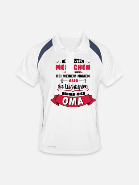Beim Namen nennen - Oma - Männer Polo atmungsaktiv - Weiß/Navy - Vorne