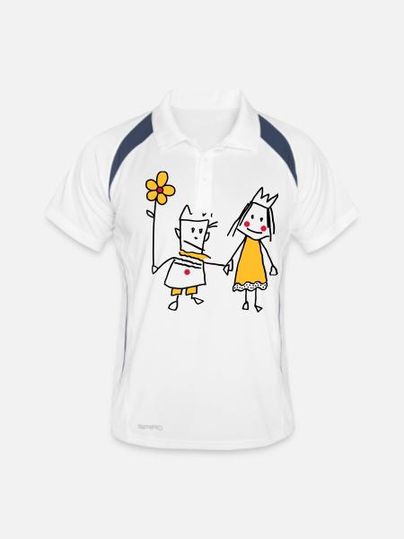 Stick figure in love Queen Flower Valentine's Day - Men's Polo breathable - white/navy - Front
