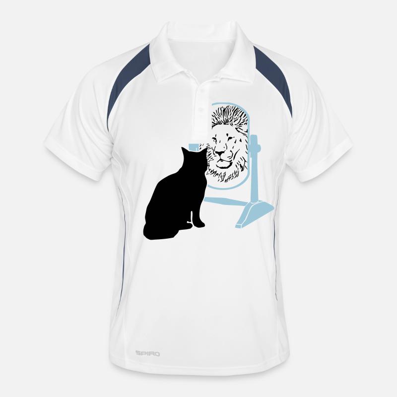 katze - löwe - spiegel Männer Polo atmungsaktiv