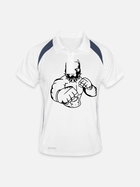 pitbull_fighter_001 - Polo respirant Homme - blanc/marine - Devant