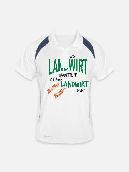 Nur wo Landwirt draufsteht ist auch Landwirt drin - Männer Polo atmungsaktiv - Weiß/Navy - Vorne