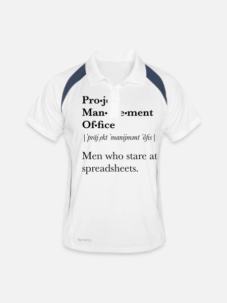 Project Management Office - Männer Polo atmungsaktiv - Weiß/Navy - Vorne