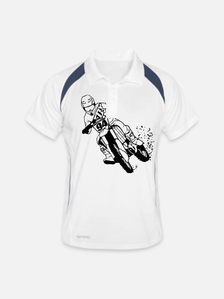 Moto Cross - Polo respirant Homme - blanc/marine - Devant