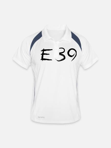 E39 Kaligraphie Art - Männer Polo atmungsaktiv - Weiß/Navy - Vorne