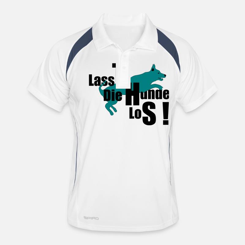 lassT die Hunde loS - Männer Polo atmungsaktiv - Weiß/Navy