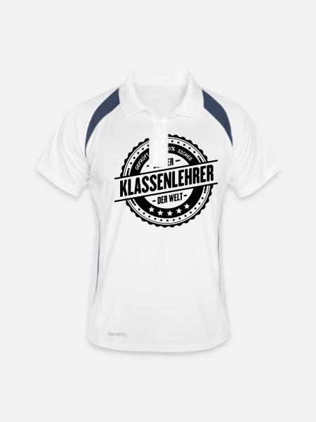 Bester Klassenlehrer - Männer Polo atmungsaktiv - Weiß/Navy - Vorne