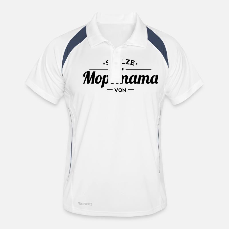 Mopsmama Wunschname - Männer Polo atmungsaktiv - Weiß/Navy