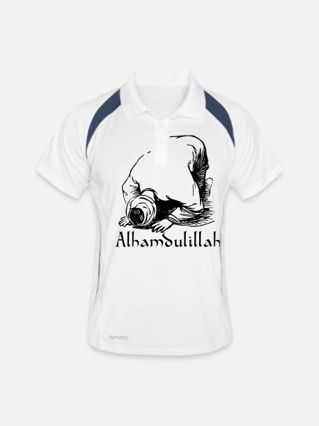 ISLAM MOSLEM ALLAH T-SHIRT - Männer Polo atmungsaktiv - Weiß/Navy - Vorne