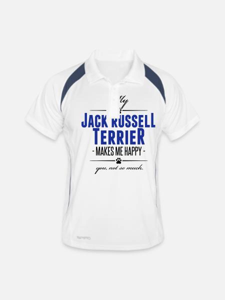 My Jack Russell Terrier makes me happy - Männer Polo atmungsaktiv - Weiß/Navy - Vorne