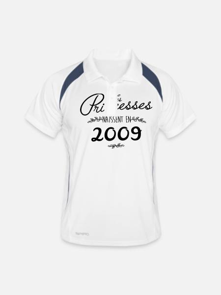 Les princesses naissent en 2009 - Polo respirant Homme - blanc/marine - Devant