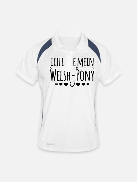 Ich liebe mein Welsh Pony - Reiter Geschenk - Männer Polo atmungsaktiv - Weiß/Navy - Vorne