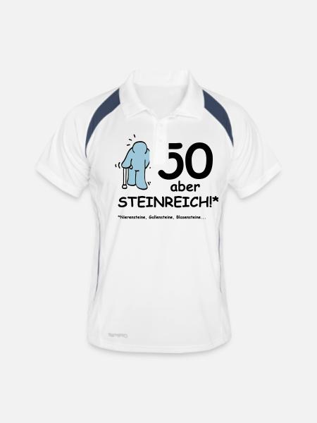 50 mais Steinreich V2 - Polo respirant Homme - blanc/marine - Devant