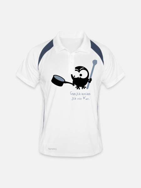 EULE // Gleich koche ich vor Wut. - Männer Polo atmungsaktiv - Weiß/Navy - Vorne