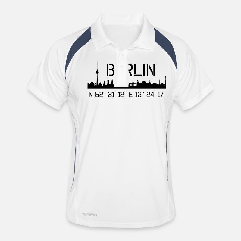 Berlin Coordinates: N 52 ° 31 '12' 'E 13 ° 24' 17 '' - Men's Polo breathable - white/navy