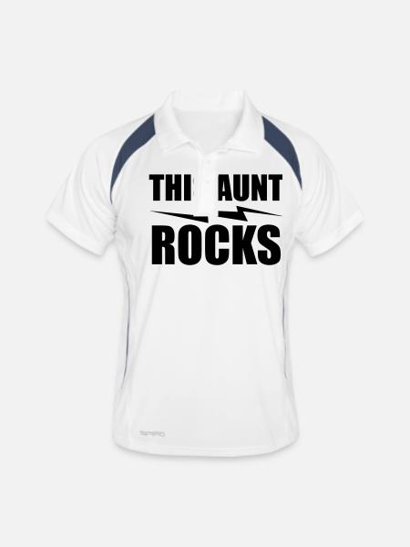 this aunt rocks - Männer Polo atmungsaktiv - Weiß/Navy - Vorne