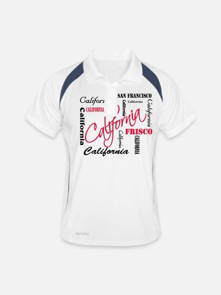 California - Männer Polo atmungsaktiv - Weiß/Navy - Vorne