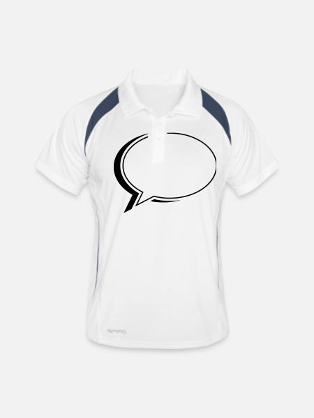 sprechblase oval - Männer Polo atmungsaktiv - Weiß/Navy - Vorne