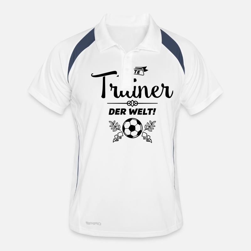trainer der beste - Männer Polo atmungsaktiv - Weiß/Navy