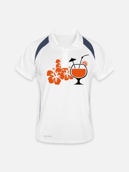hawaii_blumen_cocktail - Men's Polo breathable - white/navy - Front