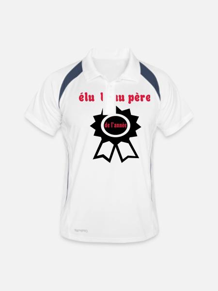 Beau père de l'année - Polo respirant Homme - blanc/marine - Devant