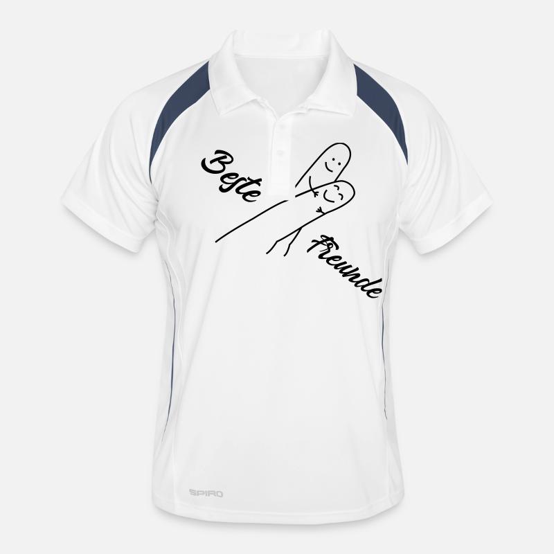 beste freunde - Männer Polo atmungsaktiv - Weiß/Navy