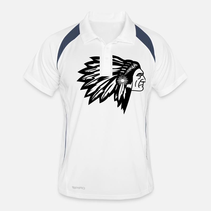 Fier chef indien visage tête côté Polo respirant Homme