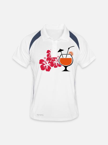 Boisson cocktail à l’hibiscus d’Hawaï - Polo respirant Homme - blanc/marine - Devant
