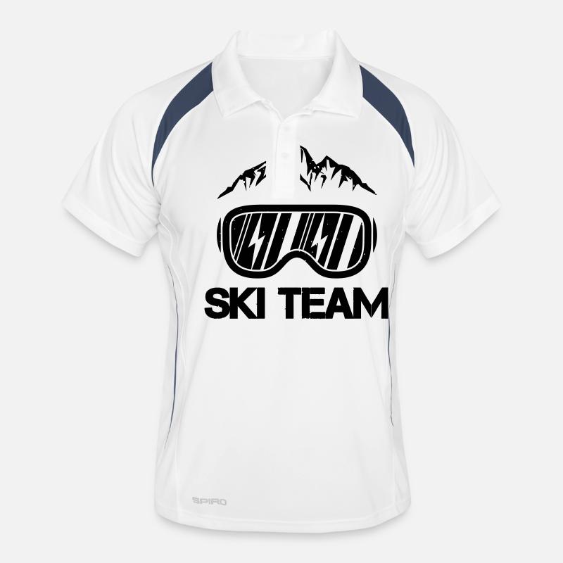 ski team - Männer Polo atmungsaktiv - Weiß/Navy