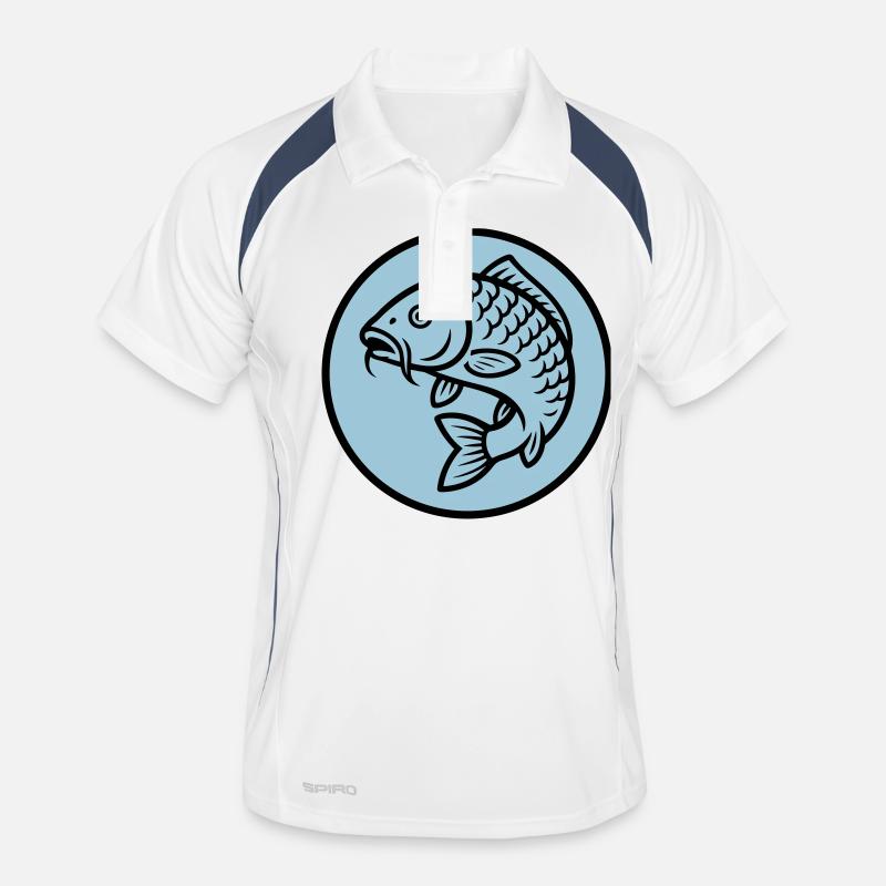 Karpfen Fisch - Männer Polo atmungsaktiv - Weiß/Navy