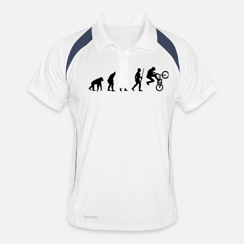 BMX Biker Evolution - Männer Polo atmungsaktiv - Weiß/Navy