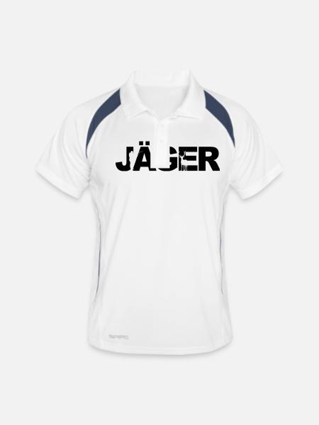 Jäger - Männer Polo atmungsaktiv - Weiß/Navy - Vorne