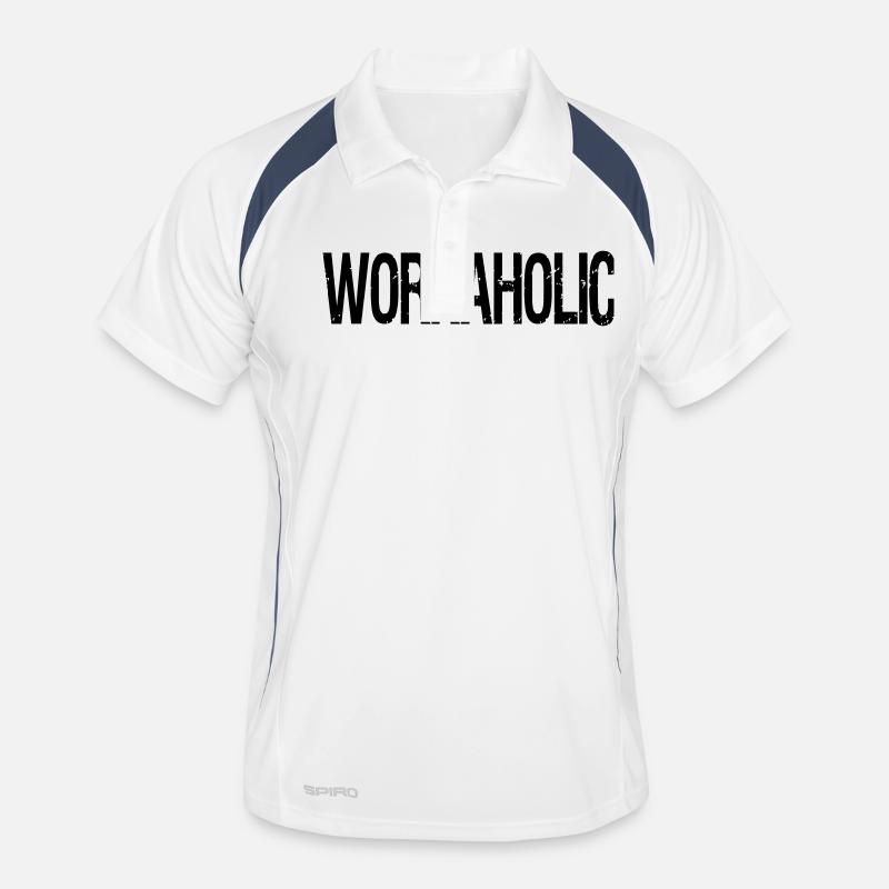 Workaholic - Männer Polo atmungsaktiv - Weiß/Navy