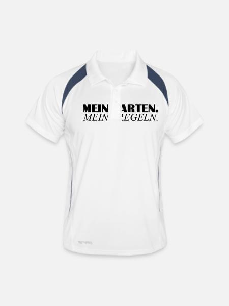 mein garten - Männer Polo atmungsaktiv - Weiß/Navy - Vorne