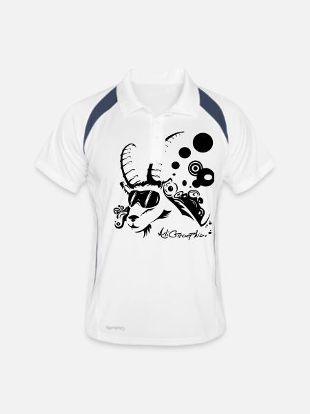 Bouquetin pro-rider - Polo respirant Homme - blanc/marine - Devant
